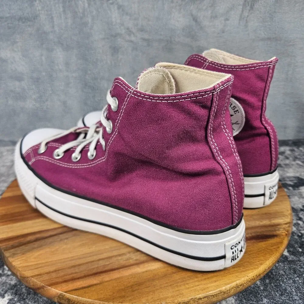 Converse CTAS Lift Hi Platform Shoes Womens 9.5 Berry Red White Canvas High Top